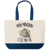 Grand Sac Cabas Fond Bleu Mon Munchkin c'est ma vie