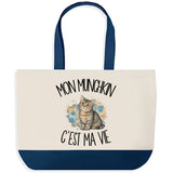 Grand Sac Cabas Fond Bleu Mon Munchkin c'est ma vie