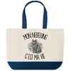Grand Sac Cabas Fond Bleu Mon Nebelung c'est ma vie