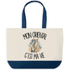 Grand Sac Cabas Fond Bleu Mon Oriental c'est ma vie