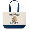 Grand Sac Cabas Fond Bleu Mon Savannah c'est ma vie