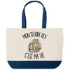 Grand Sac Cabas Fond Bleu Mon Selkirk Rex c'est ma vie
