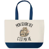 Grand Sac Cabas Fond Bleu Mon Selkirk Rex c'est ma vie