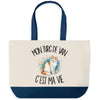 Grand Sac Cabas Fond Bleu Mon Turc de Van c'est ma vie