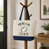 Grand Sac Cabas Fond Bleu Mon Turc de Van c'est ma vie