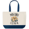 Grand Sac Cabas Fond Bleu Mon Chien c'est ma vie