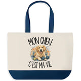 Grand Sac Cabas Fond Bleu Mon Chien c'est ma vie