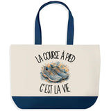 Grand Sac Cabas Fond Bleu La course à pied c'est la vie