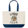 Grand Sac Cabas Fond Bleu La musique c'est la vie