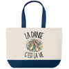 Grand Sac Cabas Fond Bleu La danse c'est la vie
