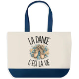 Grand Sac Cabas Fond Bleu La danse c'est la vie