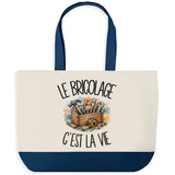 Grand Sac Cabas Fond Bleu Le bricolage c'est la vie