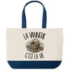 Grand Sac Cabas Fond Bleu La vannerie c'est la vie