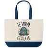 Grand Sac Cabas Fond Bleu Le vitrail c'est la vie