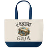 Grand Sac Cabas Fond Bleu Le reboutage c'est la vie