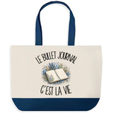Grand Sac Cabas Fond Bleu Le bullet journal c'est la vie