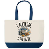 Grand Sac Cabas Fond Bleu L'apiculture c'est la vie
