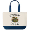 Grand Sac Cabas Fond Bleu La permaculture c'est la vie