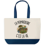 Grand Sac Cabas Fond Bleu La permaculture c'est la vie
