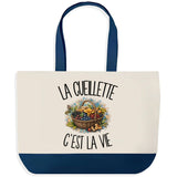 Grand Sac Cabas Fond Bleu La cueillette c'est la vie