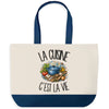 Grand Sac Cabas Fond Bleu La cuisine c'est la vie