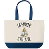 Grand Sac Cabas Fond Bleu La marche c'est la vie