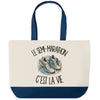 Grand Sac Cabas Fond Bleu Le semi-marathon c'est la vie