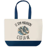 Grand Sac Cabas Fond Bleu Le semi-marathon c'est la vie