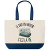 Grand Sac Cabas Fond Bleu Le saut en hauteur c'est la vie