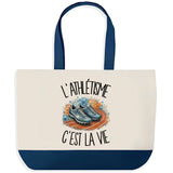 Grand Sac Cabas Fond Bleu L'athlétisme c'est la vie