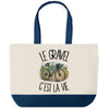 Grand Sac Cabas Fond Bleu Le gravel c'est la vie