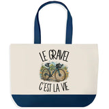 Grand Sac Cabas Fond Bleu Le gravel c'est la vie