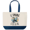 Grand Sac Cabas Fond Bleu Le spinning c'est la vie