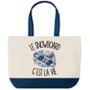 Grand Sac Cabas Fond Bleu Le snowboard c'est la vie