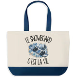Grand Sac Cabas Fond Bleu Le snowboard c'est la vie