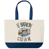 Grand Sac Cabas Fond Bleu Le biathlon c'est la vie