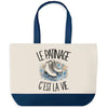 Grand Sac Cabas Fond Bleu Le patinage c'est la vie