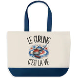 Grand Sac Cabas Fond Bleu Le curling c'est la vie