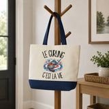 Grand Sac Cabas Fond Bleu Le curling c'est la vie
