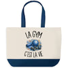 Grand Sac Cabas Fond Bleu La gym c'est la vie