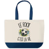 Grand Sac Cabas Fond Bleu Le foot c'est la vie