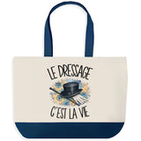 Grand Sac Cabas Fond Bleu Le dressage c'est la vie