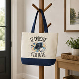 Grand Sac Cabas Fond Bleu Le dressage c'est la vie