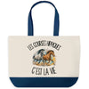 Grand Sac Cabas Fond Bleu Les courses hippiques c'est la vie
