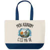 Grand Sac Cabas Fond Bleu Mon aquarium c'est ma vie