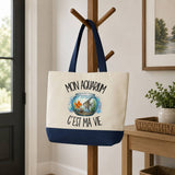 Grand Sac Cabas Fond Bleu Mon aquarium c'est ma vie