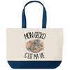 Grand Sac Cabas Fond Bleu Mon gecko c'est ma vie