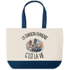 Grand Sac Cabas Fond Bleu La chanson française c'est la vie