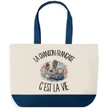 Grand Sac Cabas Fond Bleu La chanson française c'est la vie