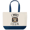 Grand Sac Cabas Fond Bleu L'impro c'est la vie